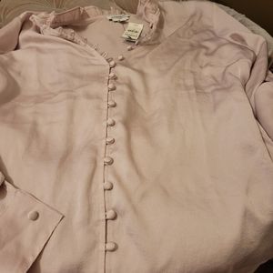 Silky baby pink button up